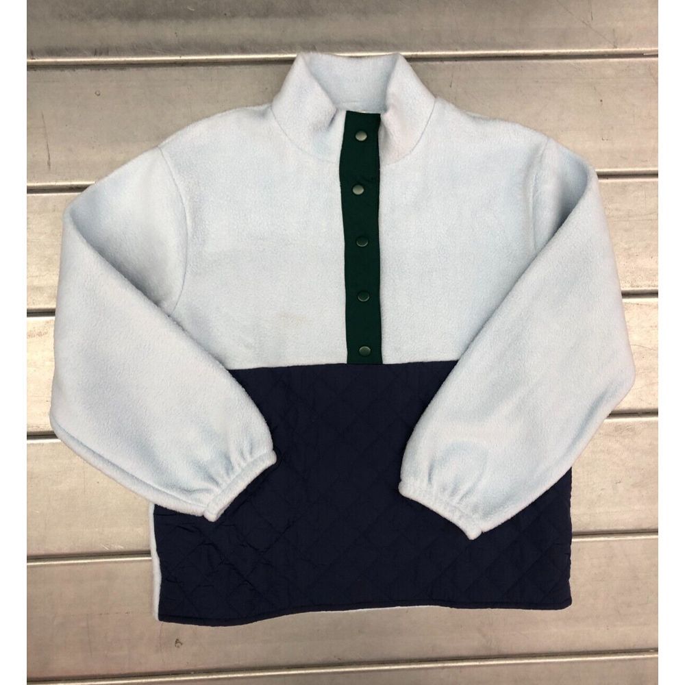 J.Crew Sweatshirt Womens S Blue Fleece Quilted Snap Button Lightweight